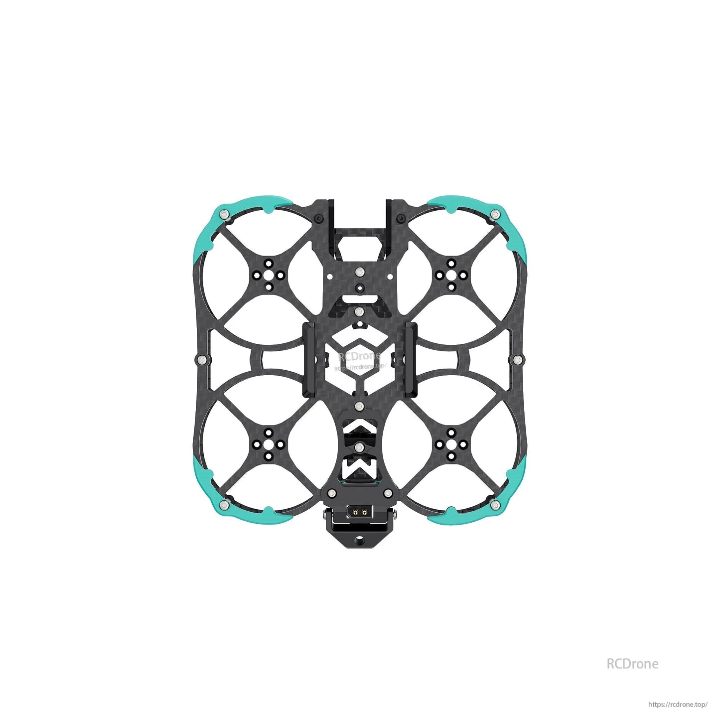 Top plate for ducted frame with four motor cutouts and integrated front mount section