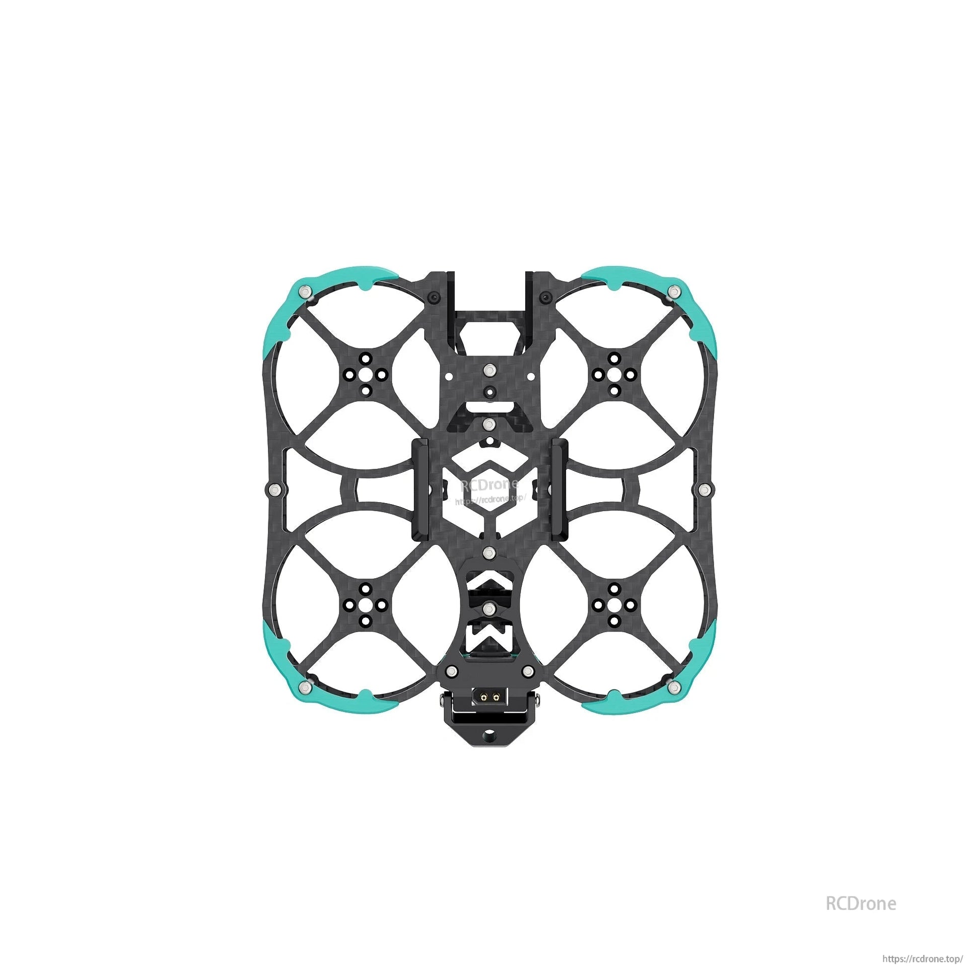 Top plate for ducted frame with four motor cutouts and integrated front mount section