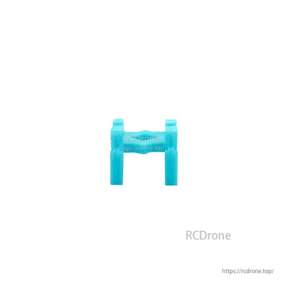 Blue TPU camera mount bracket piece for micro drone frame kit, close-up on white background