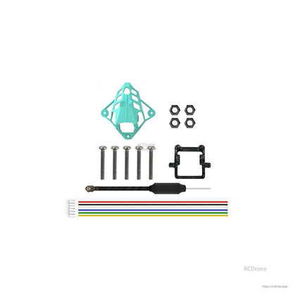 Package contents: canopy, screws, nuts, battery holder bracket, small tool, and multicolor wire lead