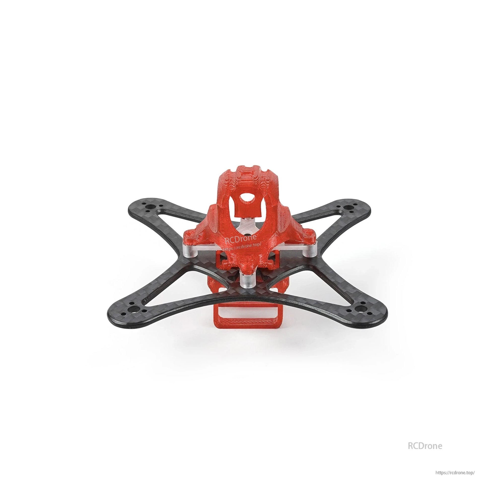 Red canopy Nanofly20 frame assembly, front view showing camera mount opening and cradle