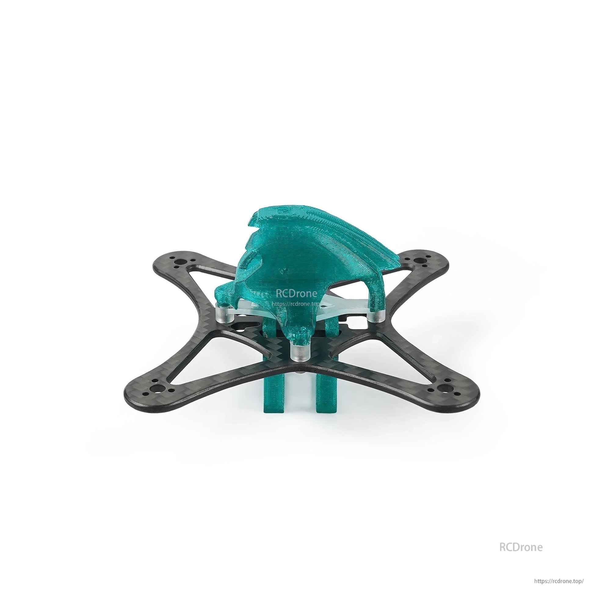 Teal canopy on carbon plate, side profile showing canopy shape and standoff height