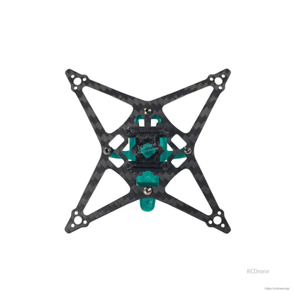 Top-down view of assembled carbon fiber X frame with center stack mount pattern