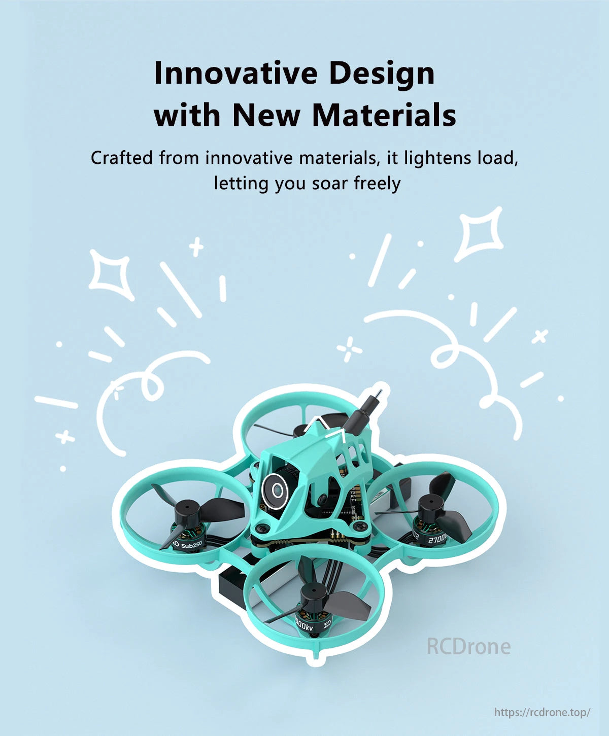 Sub250 Nimble65 65mm 1S Analog Mini Whoop FPV, Innovative design with new materials lightens load, enabling free flight.