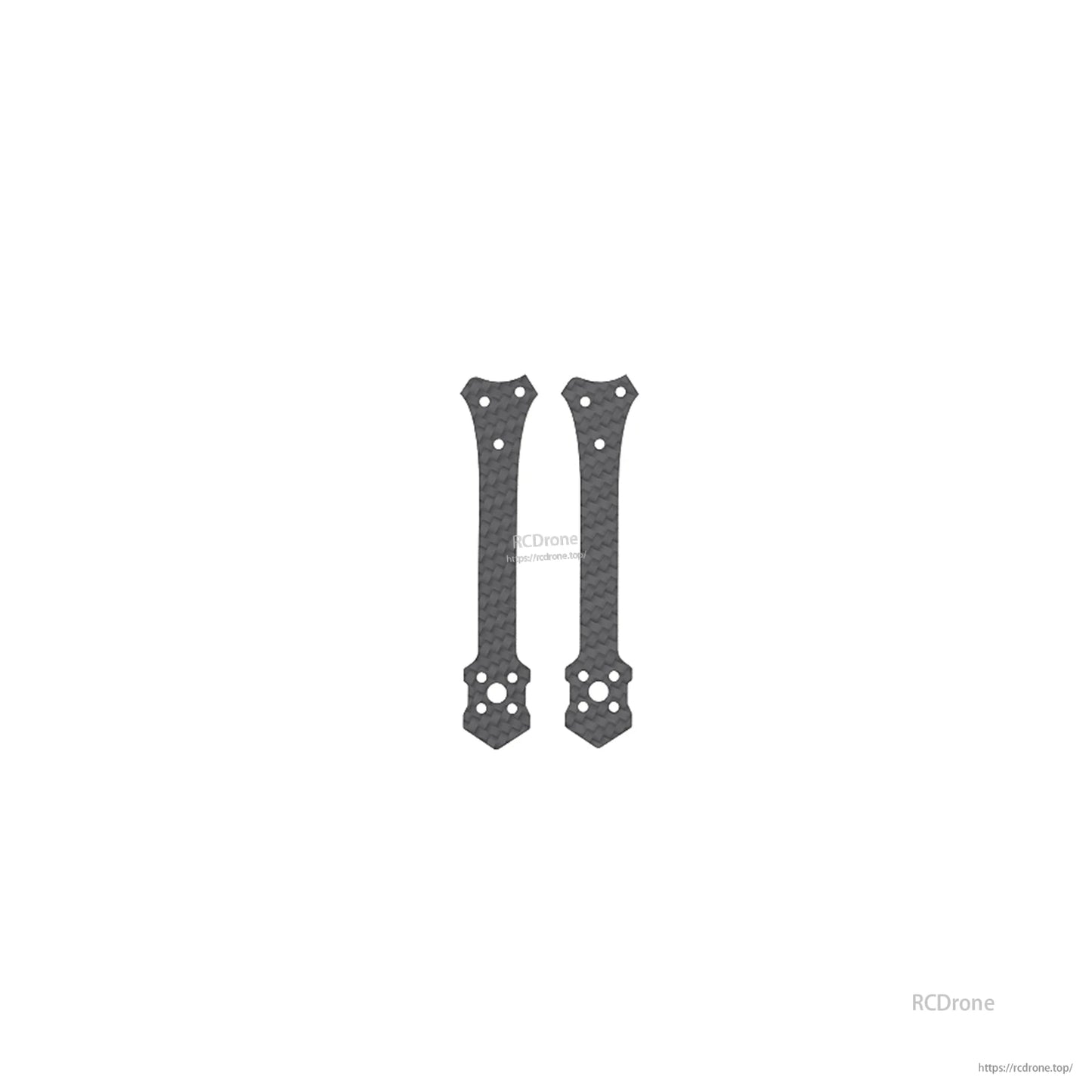 Pair of carbon fiber replacement arms for FPV drone frame, two pieces shown on white background