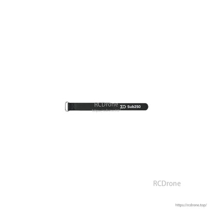 Sub250 branded black battery strap replacement with buckle, straight lay flat view