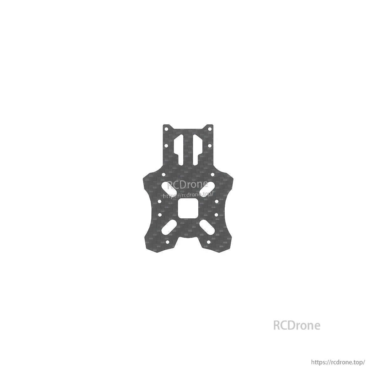 Carbon fiber main bottom plate with multiple slots, mounting holes, and center square cutout