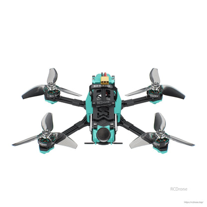 Underside view with round front lens cap/cover installed, showing bottom frame and motors