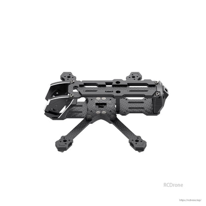 Side profile of assembled frame showing camera cage position and top plate mounting points