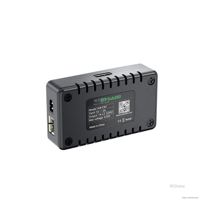 Back view showing bottom spec label, QR code, and USB-C port location on the housing