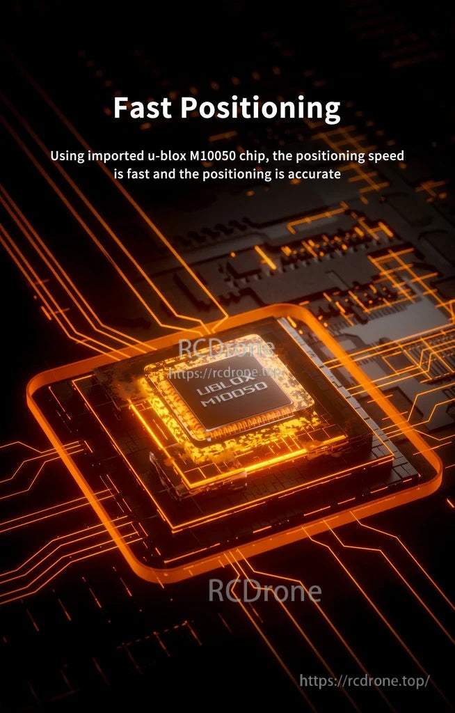 u-blox M10050 (M10 series) GNSS chip highlight emphasizing fast positioning performance