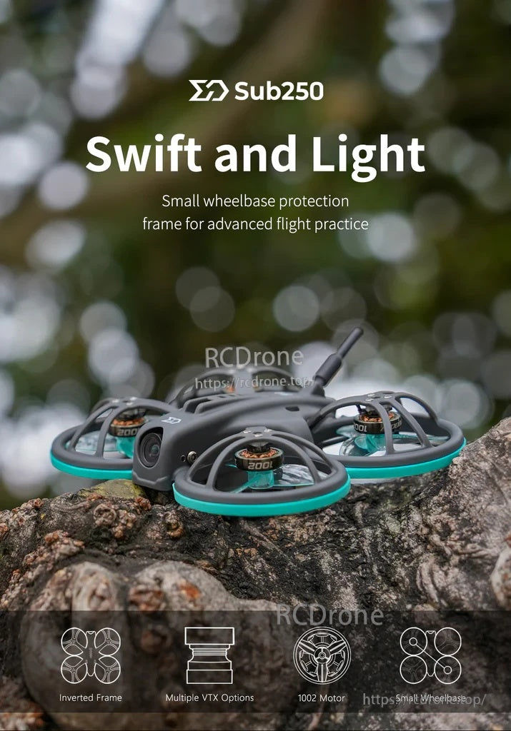 Sub250 Whoopfly16 HDZero 1S 75mm mini whoop FPV drone on outdoor surface, inverted pusher whoop frame