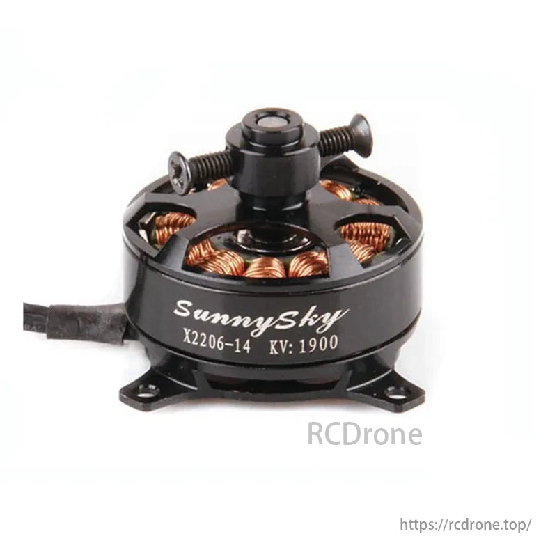 Sunnysky X2206 Motor, X2206 1900KV motor specs include no-load current, motor resistance, max continuous power, and recommended ESC and propellers.