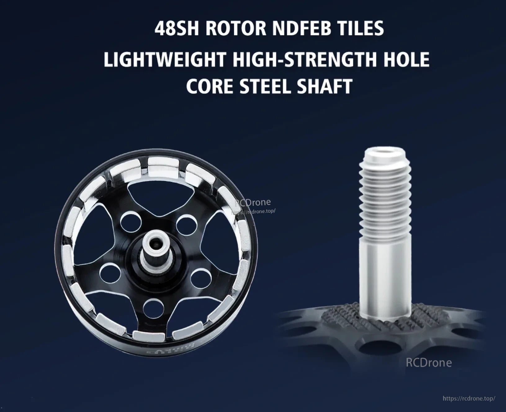 BAT B3008 rotor with 48SH NdFeB magnets and lightweight steel shaft