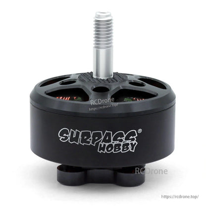 Surpass Hobby BAT B3010 brushless motor front view with branded black housing and threaded shaft