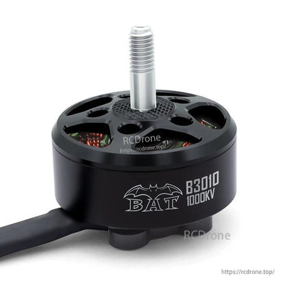 Surpass Hobby BAT B3010 1000KV motor front view with threaded shaft and vented bell
