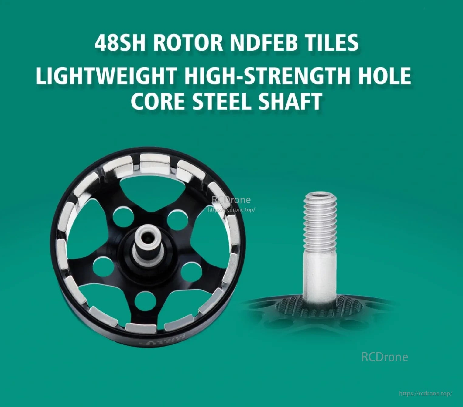 BAT B3115 48SH rotor with NdFeB magnet tiles and lightweight hollow steel shaft