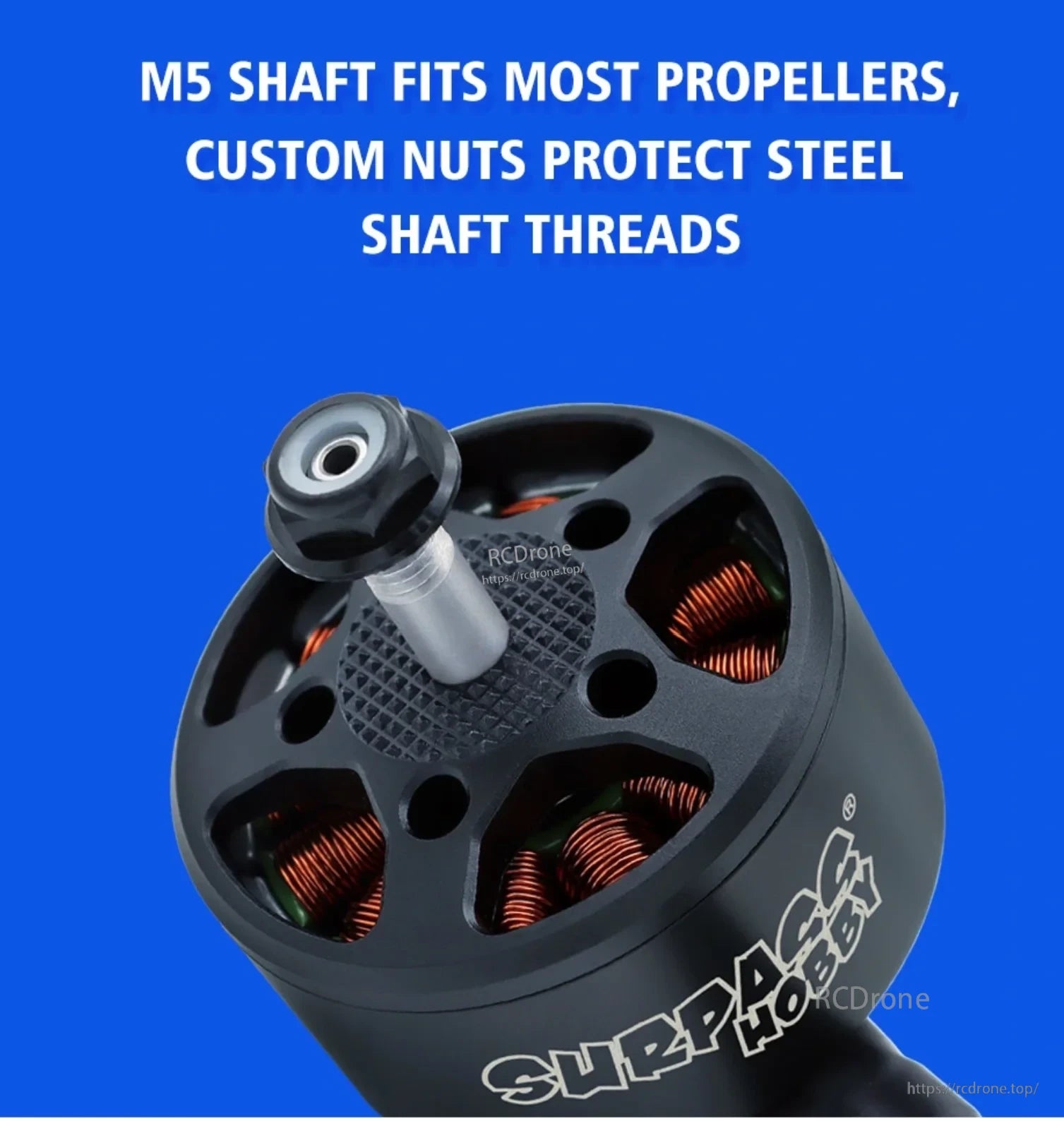 Surpass Hobby BAT B3214 brushless motor with M5 propeller shaft and protective nut