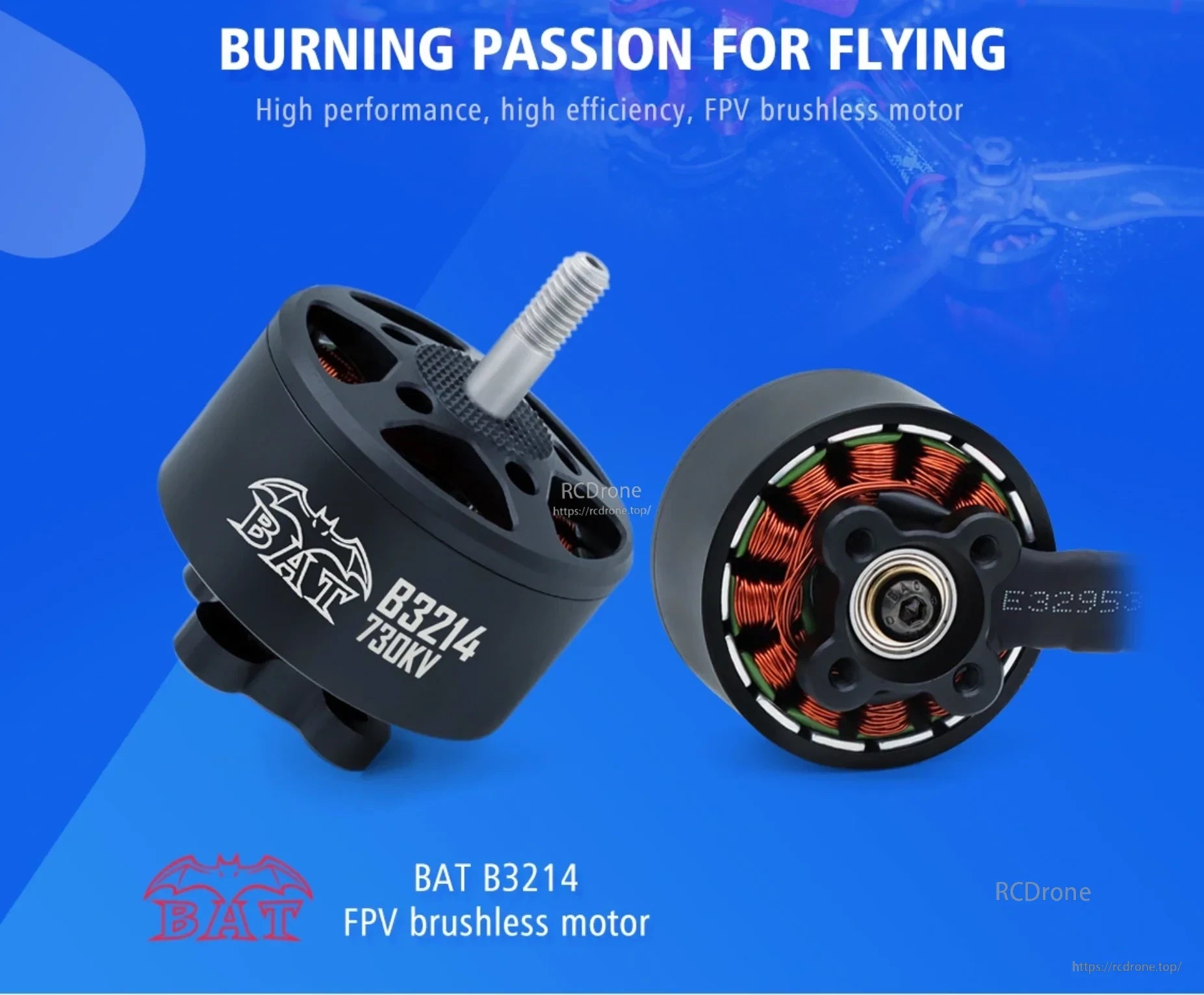 Surpass Hobby BAT B3214 730KV FPV brushless motor with exposed stator view