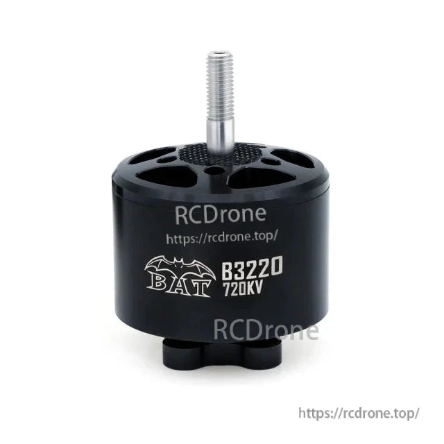 BAT B3220 720KV brushless motor front view with black housing and threaded shaft