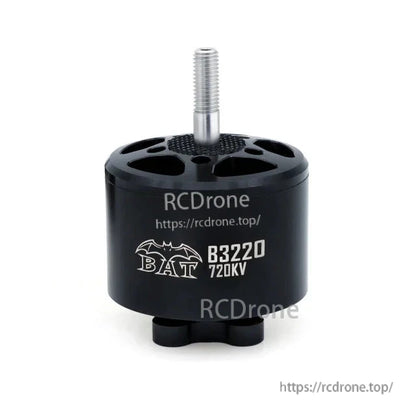 BAT B3220 720KV brushless motor front view with black housing and threaded shaft