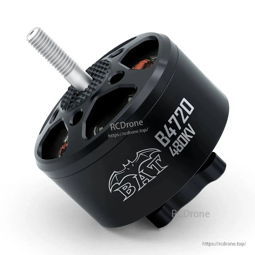 BAT B4720 480KV motor angled side view showing bell vents and mounting base