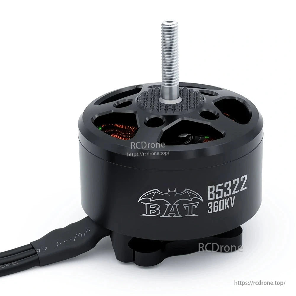 Surpass Hobby BAT B5322 360KV brushless motor for 14–15 inch FPV drones, front angle