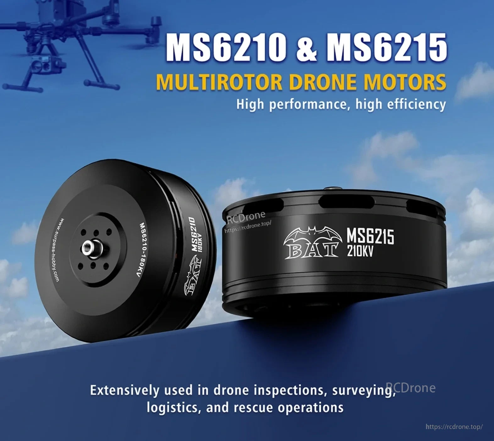 Surpass Hobby BAT MS6210 and MS6215 brushless motors for small multirotor drones