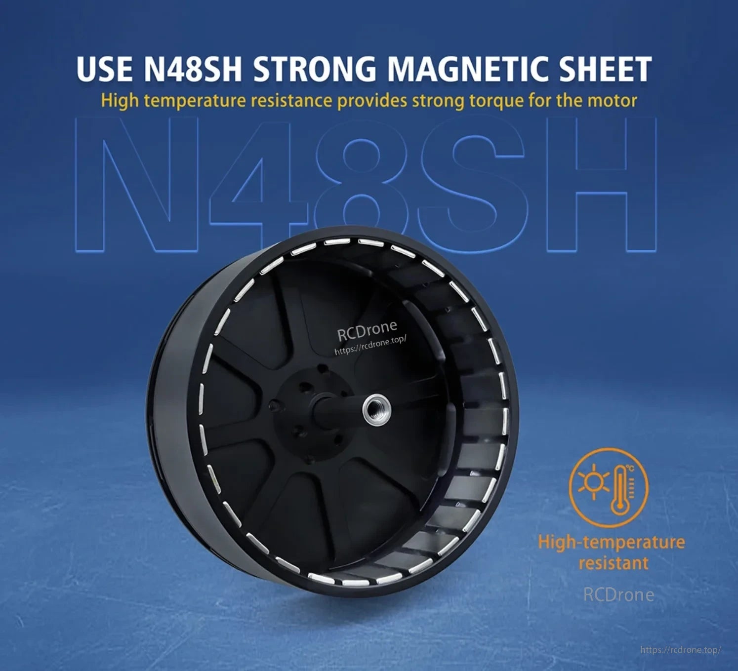 Close view of the motor rotor with N48SH high-temperature-resistant magnets