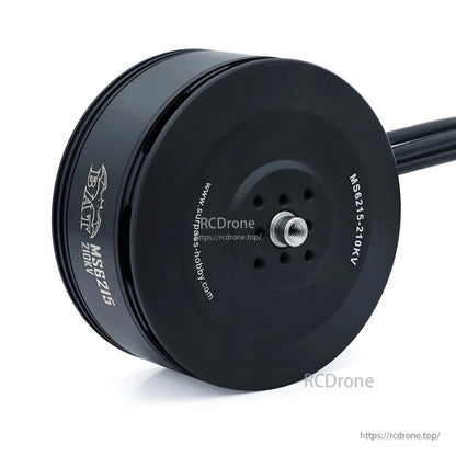 MS6215 210KV motor top mounting face with threaded propeller shaft and wire leads