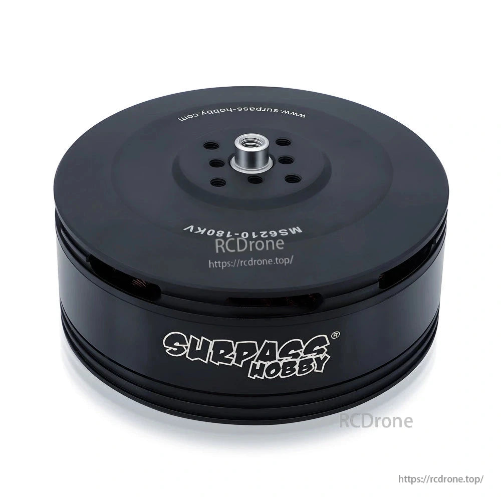 MS6210 180KV brushless motor with Surpass Hobby side logo and threaded shaft