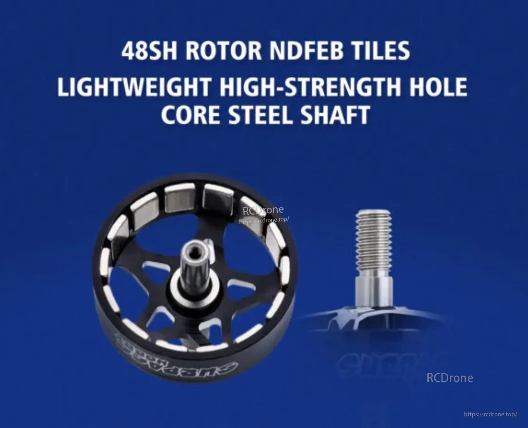 BAT S2306.5 48SH rotor with NdFeB magnet tiles and steel M5 shaft