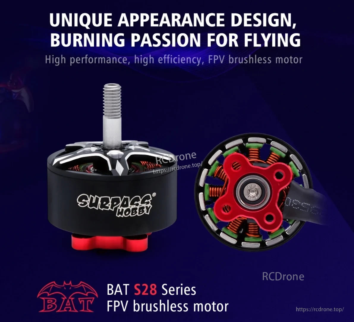 Surpass Hobby BAT S2812 FPV brushless motor with M5 shaft and exposed stator