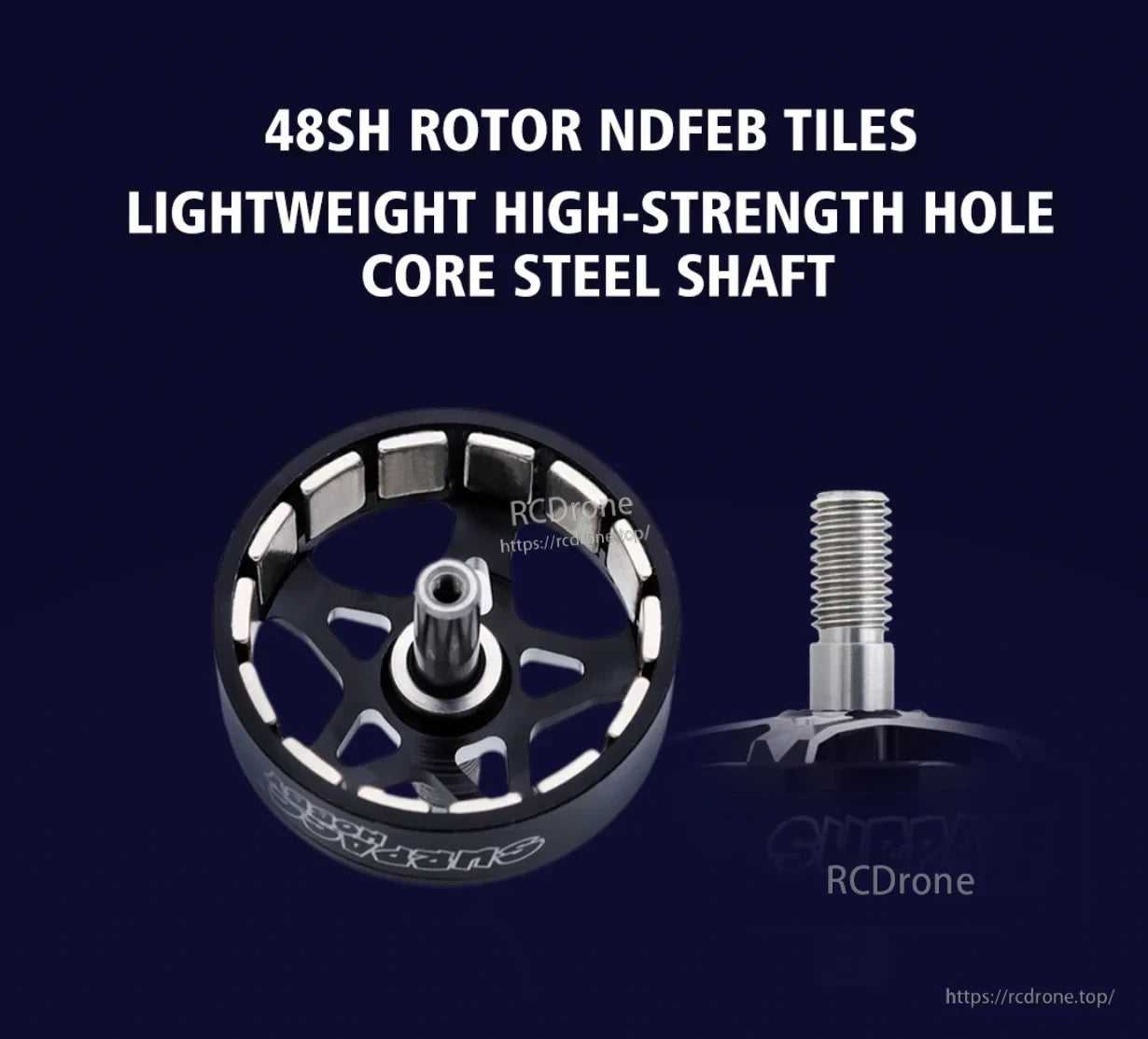 BAT S2812 rotor with 48SH magnet tiles and hollow-core steel M5 shaft