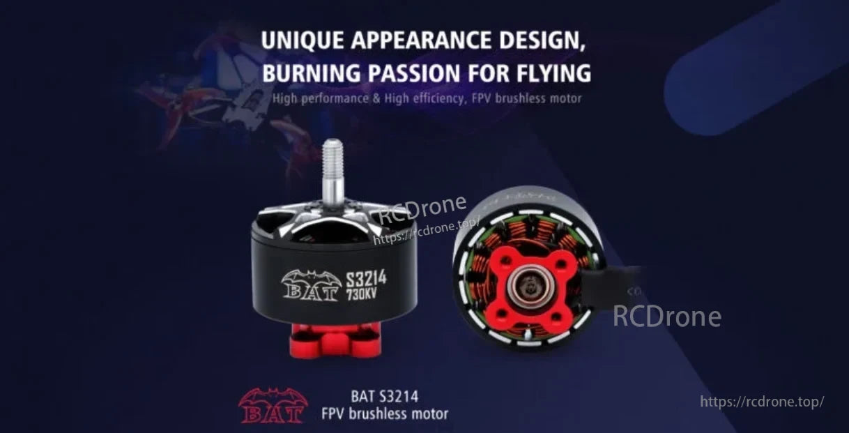 Surpass Hobby BAT S3214 FPV brushless motor with threaded shaft and exposed stator