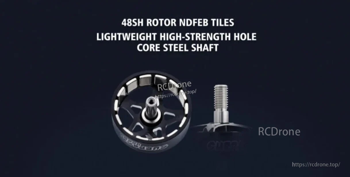 S3214 rotor with NdFeB magnet tiles and lightweight steel shaft with hollow core