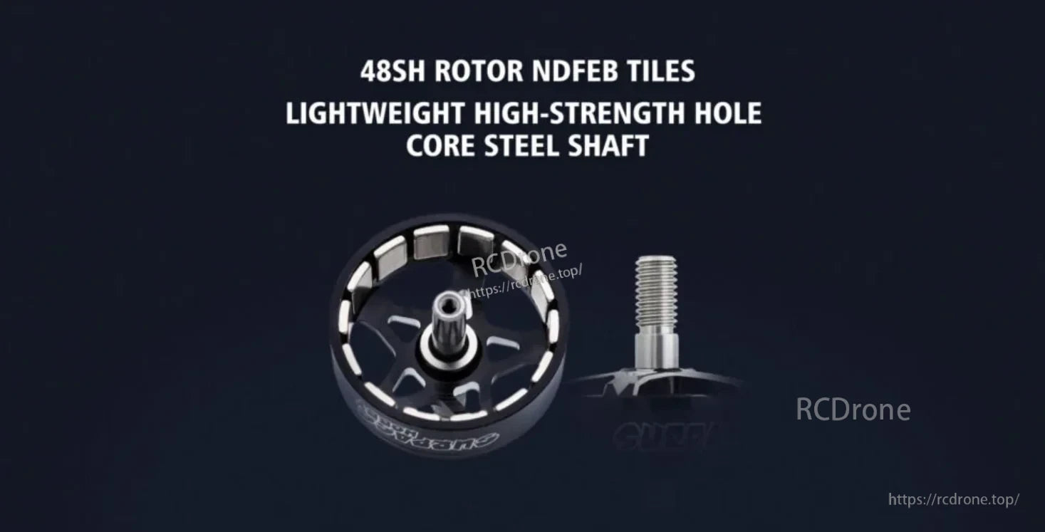 BAT S3220 motor rotor with 48SH NdFeB magnets and hollow-core steel shaft