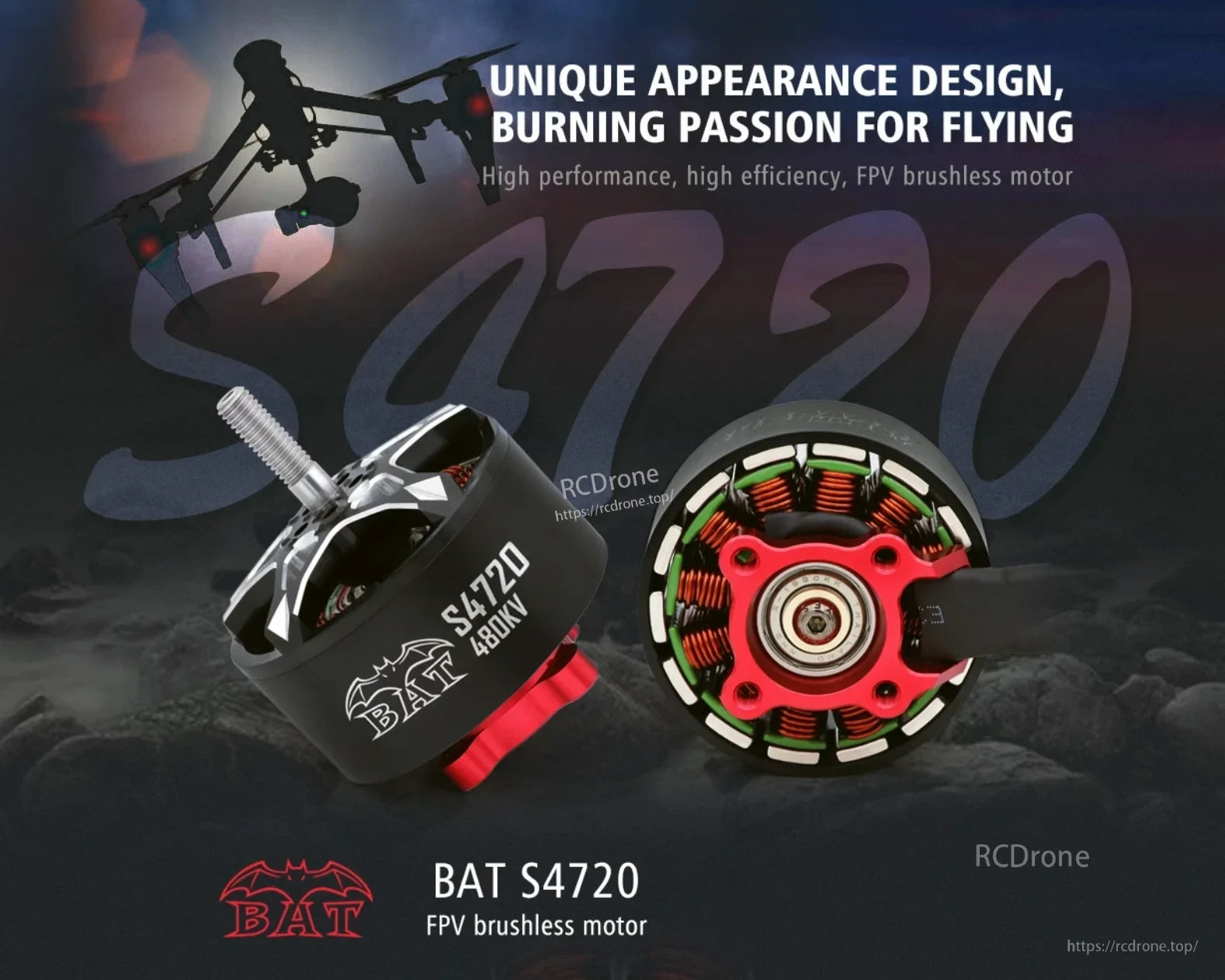 Surpass Hobby BAT S4720 brushless FPV motor (S4720), 430KV/480KV options, M6 threaded shaft