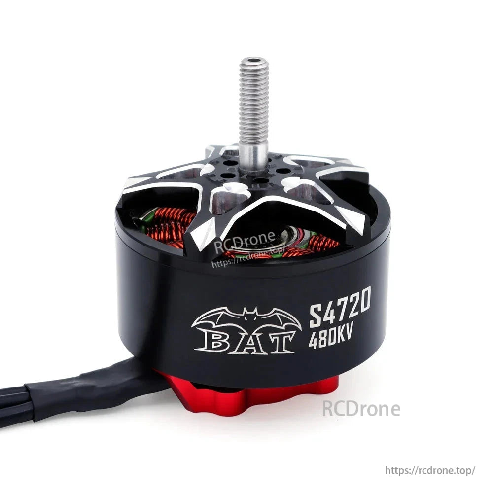 Surpass Hobby BAT S4720 480KV brushless FPV motor close-up with threaded M6 shaft and black housing