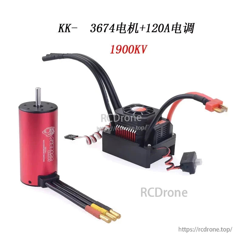 KK 3674 motor and 120A ESC combo labeled 1900KV on graphic