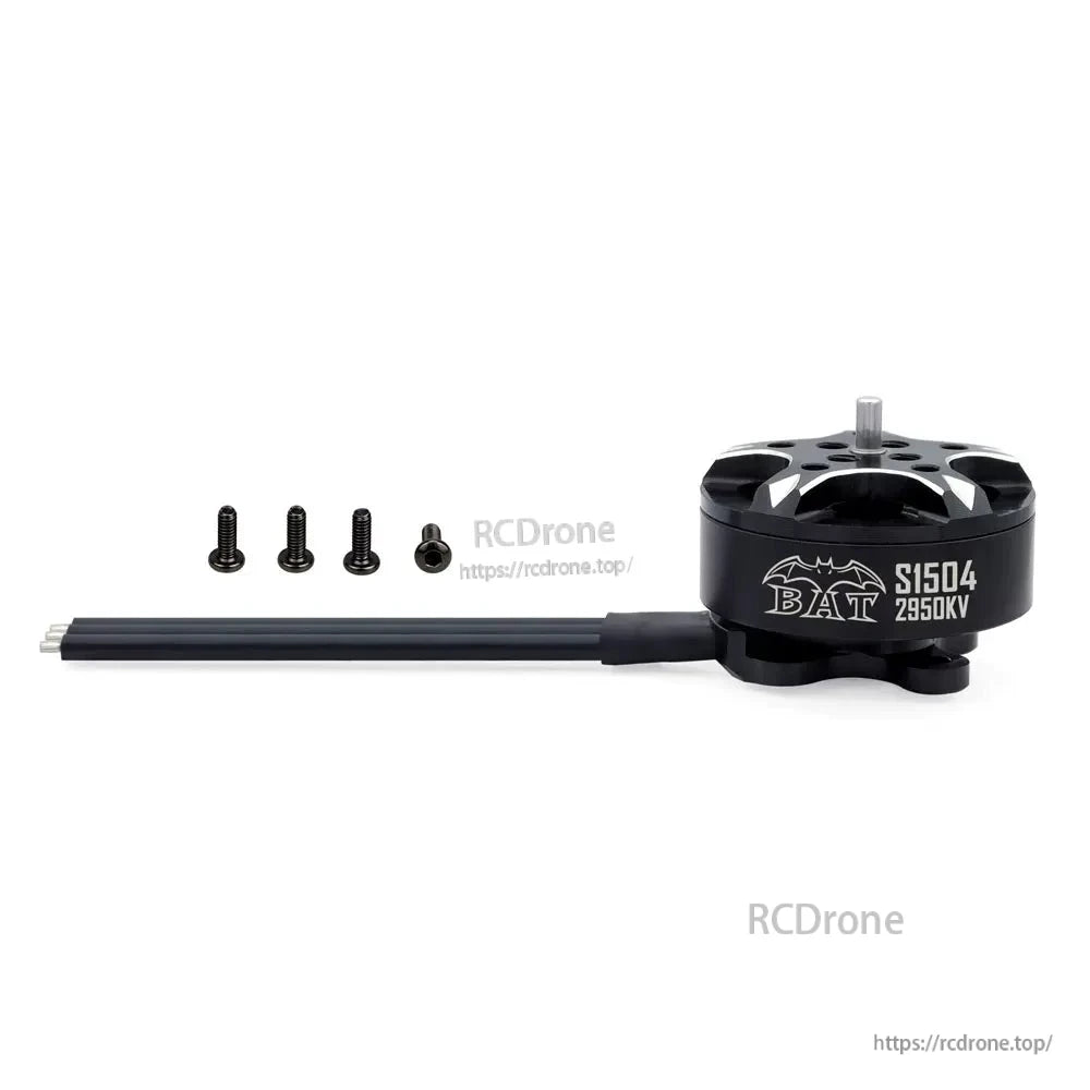 Package contents: Surpass Hobby S15 S1504 2950KV motor with wire lead and four mounting screws