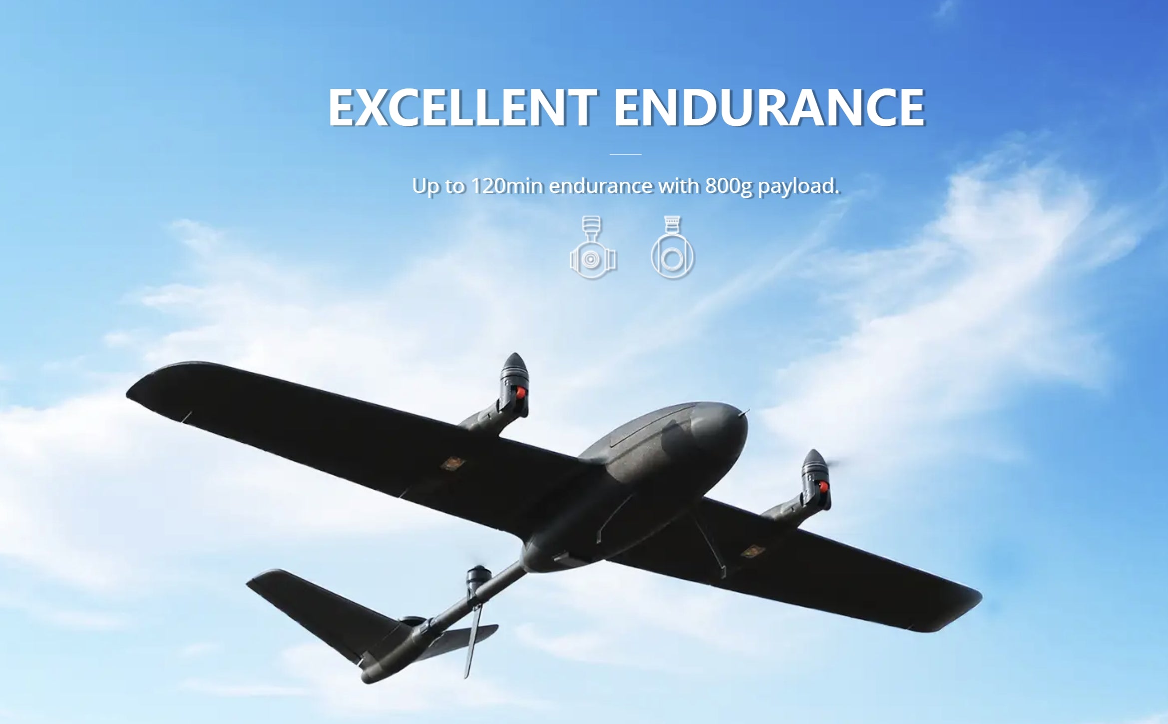 T-Motor T-Drone VA17 Fixed Wing VTOL Drone, The T-Motor T-Drone VA17 has excellent endurance and long-range capabilities, suitable for various applications with a 900g payload.