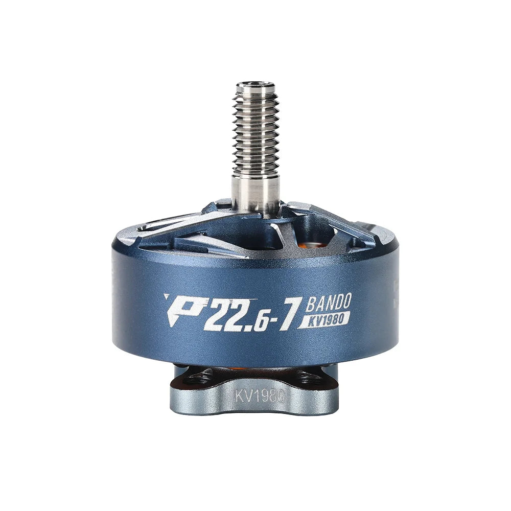 T-HOBBY Pacer P22.6-7 FPV drone brushless motor with threaded 5mm shaft, blue housing marked KV1980