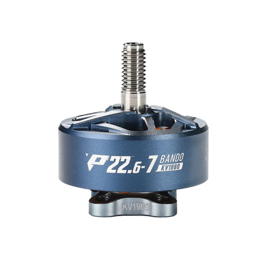 T-HOBBY Pacer P22.6-7 FPV drone brushless motor with threaded 5mm shaft, blue housing marked KV1980