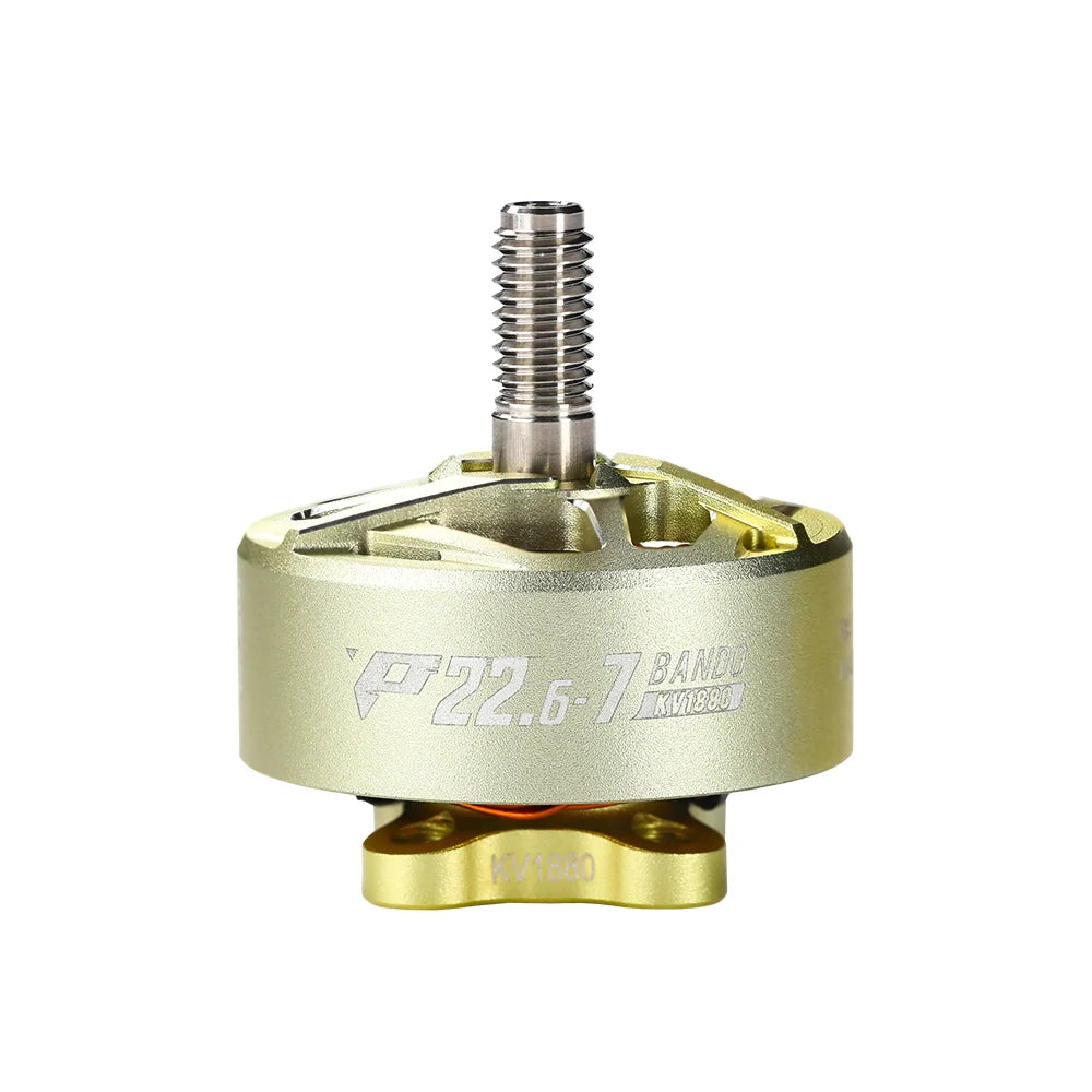T-HOBBY Pacer P22.6-7 brushless FPV drone motor with threaded 5mm shaft, gold housing marked KV1880