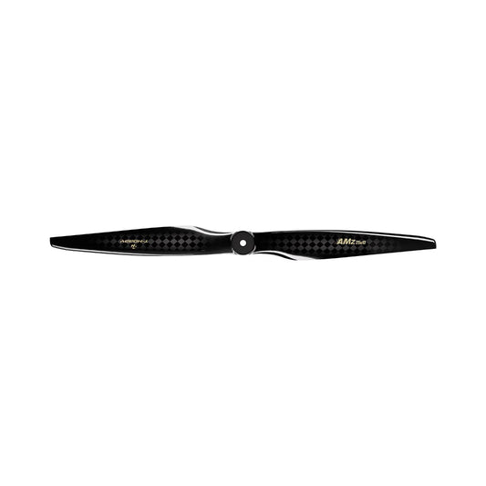 T-Hobby AMZ 25x10 Carbon Fiber Propeller, T-Hobby AMZ 25x10 two-blade carbon fiber propeller with black weave finish and center hub hole