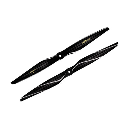 Pair of T-Hobby AMZ 23x10 carbon fiber propellers with black woven finish and center mounting hole
