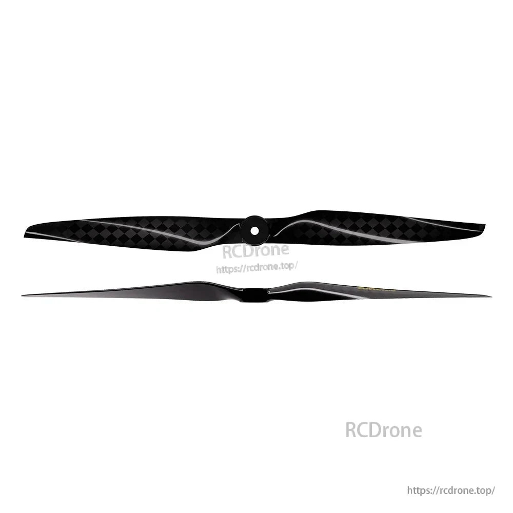 T-Hobby AMZ 18x10 carbon fiber two-blade RC airplane propeller with black weave finish and center mount hole