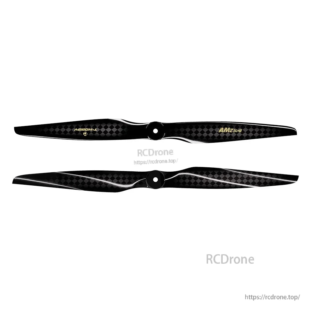 T-Hobby AMZ24*10 24x10 Carbon Fiber Propeller, T-Hobby AMZ 24x10 carbon fiber propeller with black checkered weave finish and center mounting hole