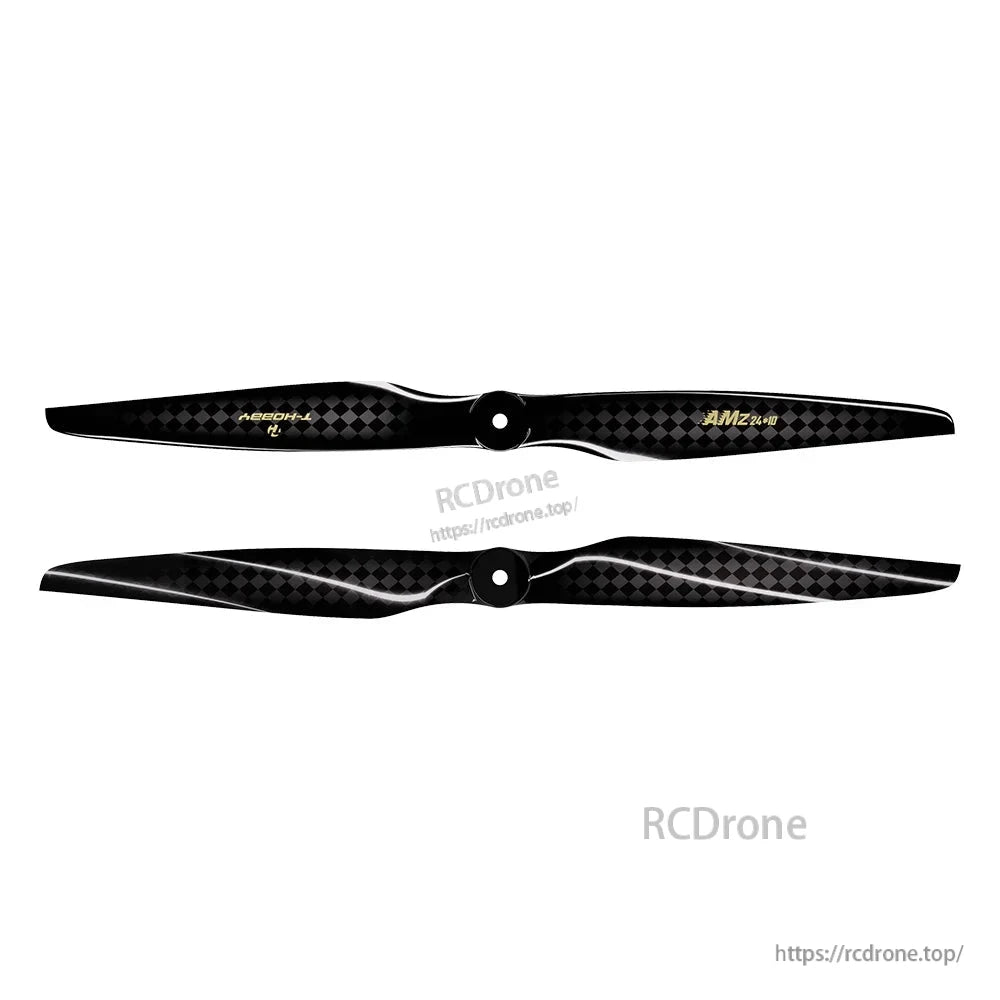 T-Hobby AMZ24*10 24x10 Carbon Fiber Propeller, T-Hobby AMZ24x10 24x10 carbon fiber two-blade propeller with black weave finish and center mounting hole